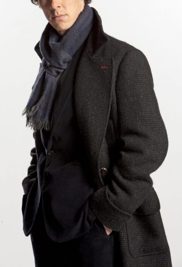 Sherlock Holmes Black Wool Coat