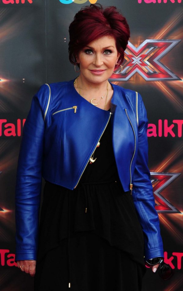 X Factor Sharon Osbourne Blue Leather Jacket-0