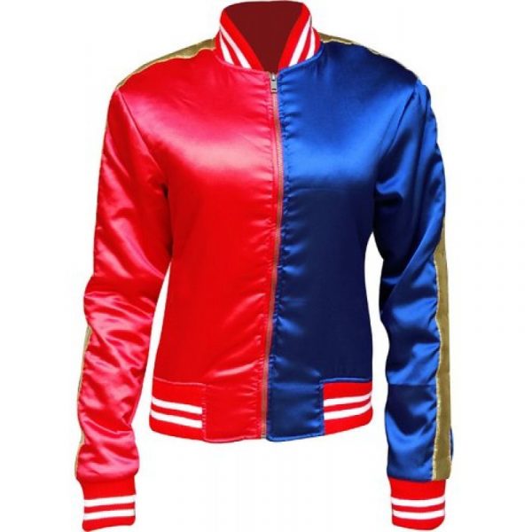 Harley Quinn Red and Blue Bomber Jacket
