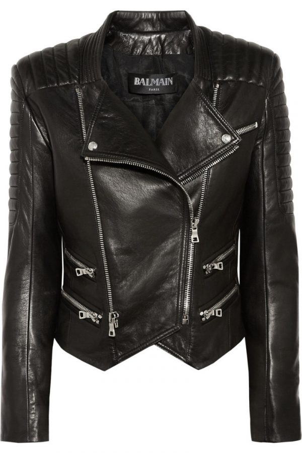 Black Women's Biker Style Leather Jacket