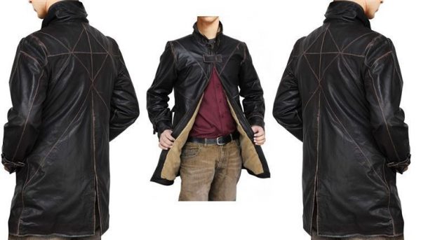 Brown Watch Dogs Trench Coat