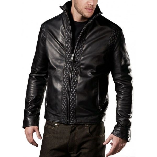 Soft Lambskin Mens Designer Black Leather Jacket-0
