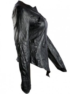 Washed Black Womens Leather Jacket