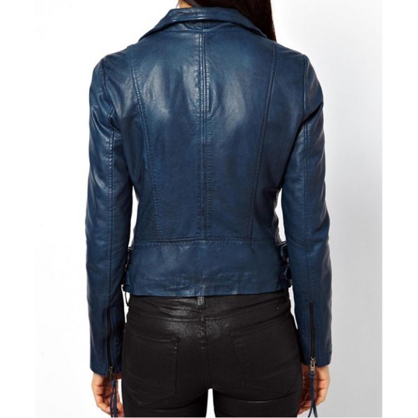 Womens Blue Leather Jacket