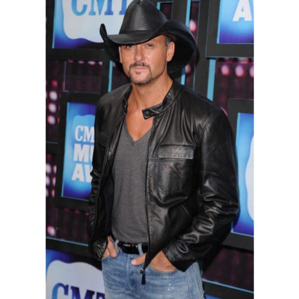 Southern Voice Tim Mcgraw Black Leather Jacket-0