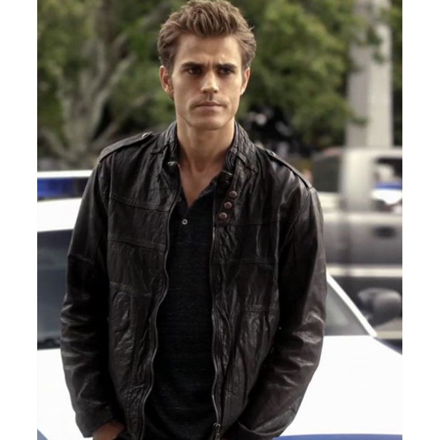 Vampire Diaries Stefan Salvatore Black Leather Jacket - Jacketempire