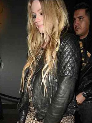 Avril Lavigne Black Quilted Biker Jacket