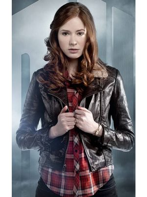 Doctor Who Amy Pond Dark Brown Leather Jacket-0