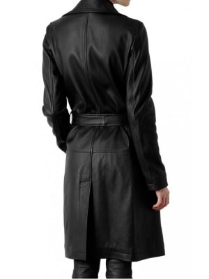 Women's Belted Black Trench Coat