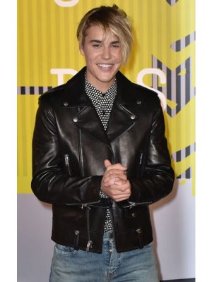 Justin Bieber Black Leather Jacket MTV Music Awards 2015-0