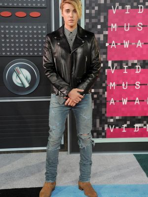 Justin Bieber MTV Music Awards 2015 Black Biker Leather Jacket