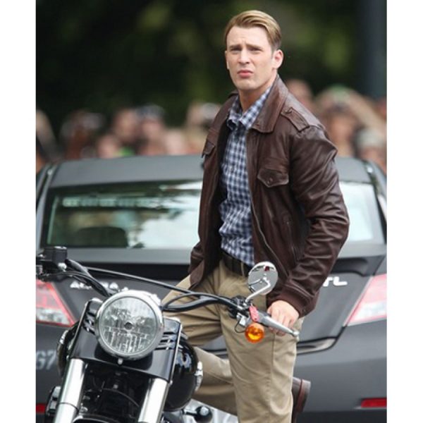 Chris Evens Biker Leather Jacket Avengers Age of Ultron -0