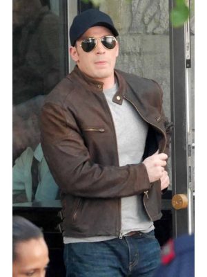 Chris Evens Captain America Civil War Leather Jacket-0