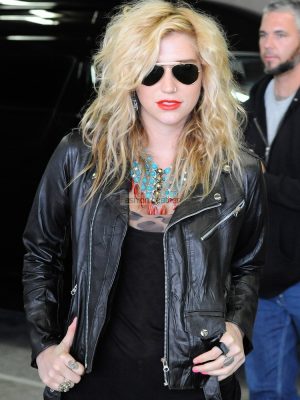 Kesha Black Winter Leather Jacket