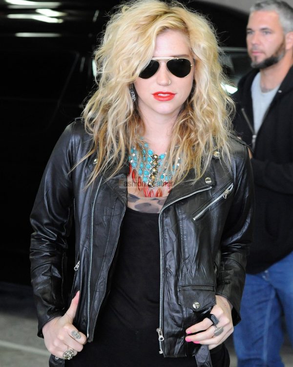 Kesha Black Winter Leather Jacket