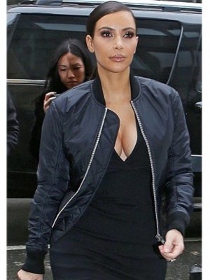 Kim Kardashian Bomber Satin Jacket