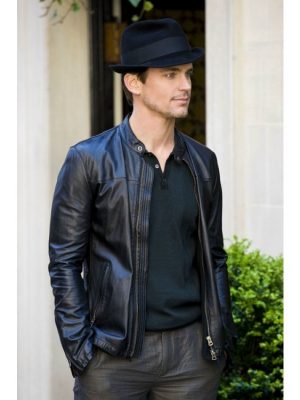 Matt Bomer Black Leather Jacket Tv Series White Collar-0