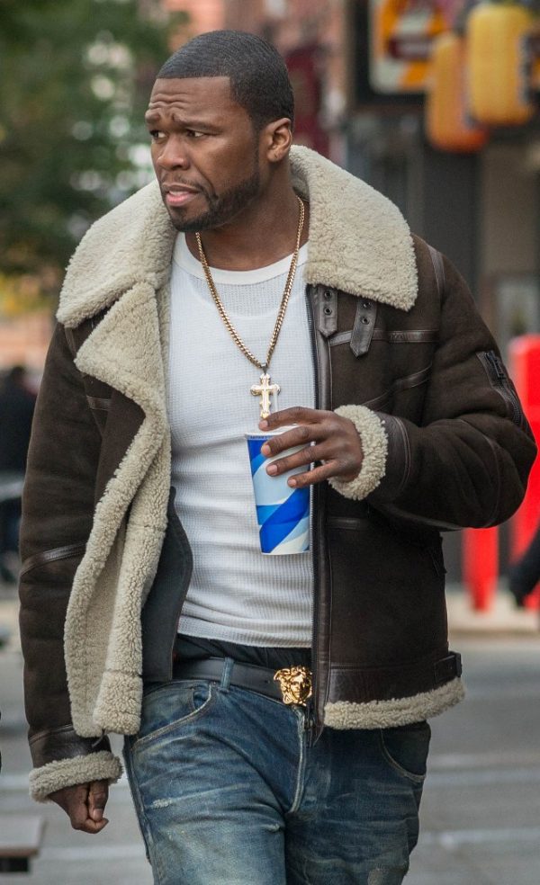 50 Cent Brown Suede Leather Jacket Series Power
