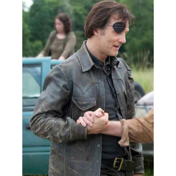 The Walking Dead David Morrissey Black Leather Jacket
