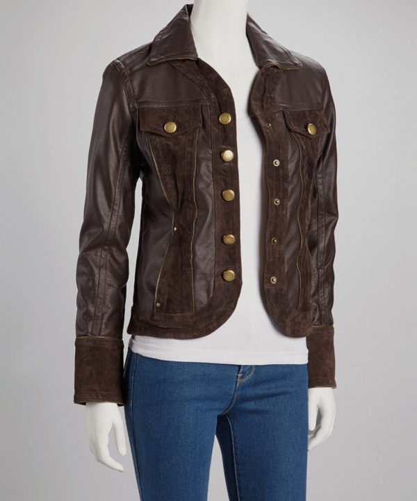Womens Dark Brown Winter Leather Jacket