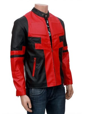 Deadpool Ryan Reynolds Red and Black Leather Jacket-0