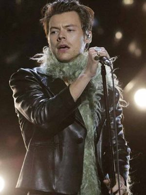 Harry-Styles-Grammy-2021-Black-Leather-Jacket