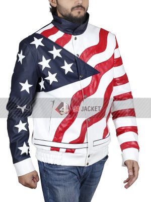 American Rapper Vanilla Ice USA Flag Leather Jacket