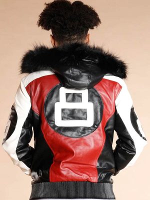8-Ball-Logo-Bomber-Style-Fur-Hooded-Leather-Jacket