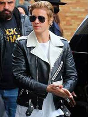 Justin Bieber Black & White Biker Jacket