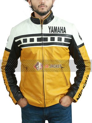 Yamaha Motorcycle Riding Vintage Yellow Leather Jacket