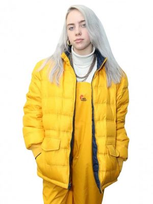 American Singer Billie Eilish Polyester Yellow Puffer Jacket