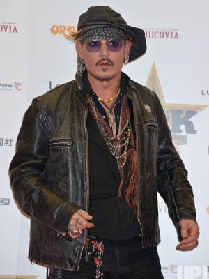 Johnny Depp American Actor Black Leather Jacket