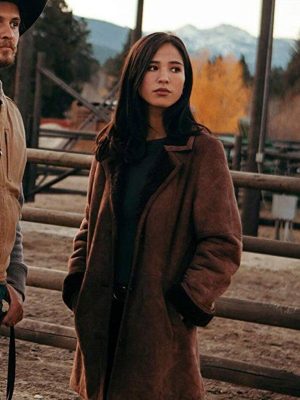 Kelsey Asbill Yellowstone Monica Dutton Suede Leather Coat