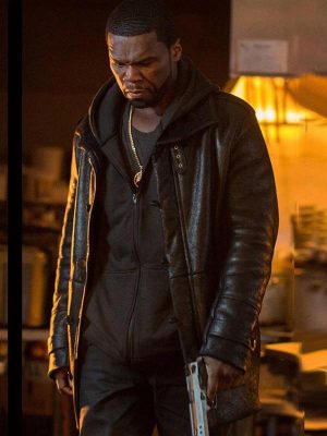 Kana TV Series Power Season 05 50 Cent Black Shearling Leather Jacket