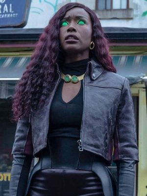 Anna Diop TV Series Titans Season 03 Cropped Leather Jacket