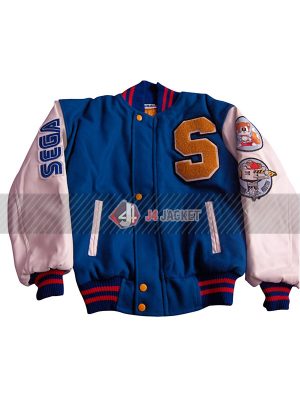 Sonic the Hedgehog Blue and White Letterman Jacket