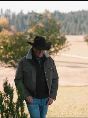 Kevin Costner TV Series Yellowstone John Dutton Brown Shearling Corduroy Jacket