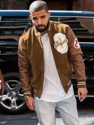 Drake Brown Suede Leather Varsity Jacket