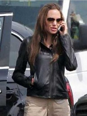 Thena 2021 Movie Eternals Angelina Jolie Black Leather Jacket