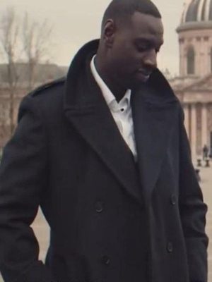 Omar Sy Tv Series Lupin Assane Diop Black Wool Trench Coat