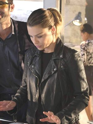 Lauren German Tv Series Lucifer Season 4 Chloe Decker Black Leather Jacket