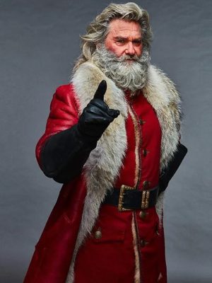 Santa Claus 2018 Movie The Christmas Chronicles Kurt Russell Red Leather Trench Coat