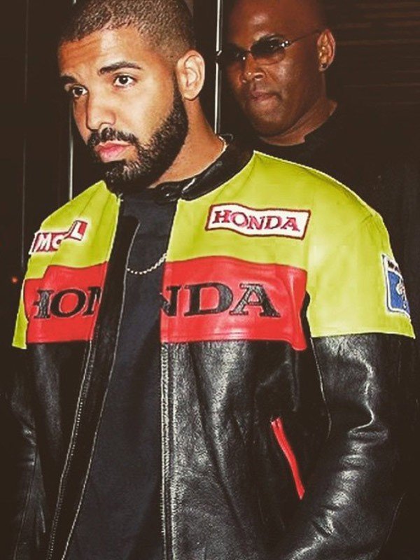 Drake black and Yellow Bomber Leather Jacket