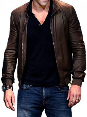 Film Actor Ryan Reynolds Bomber Brown Leather Jacket