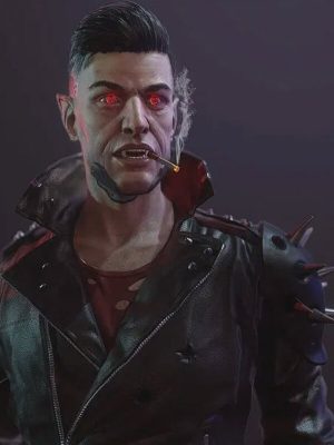 Dracula Cyberpunk 2077 Video Studded Black Leather Jacket