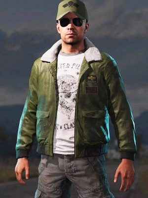 Video Game Far Cry 5 Aviator Green Leather Jacket