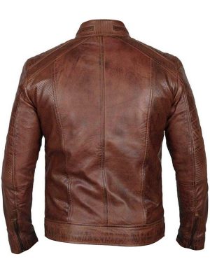 Men’s Cafe Racer Distressed Brown Real Leather Jacket