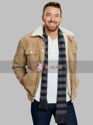 Drew A Tale of Two Christmases Movie Chandler Massey Beige Jacket