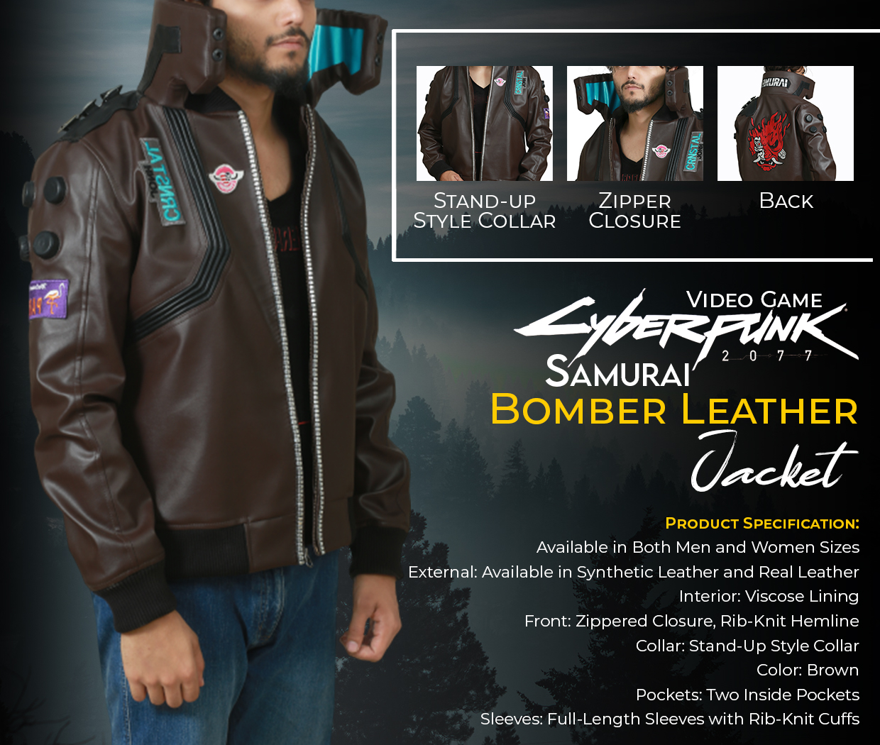 Cyberpunk 2077 Samurai Bomber Leather Jacket Infographic Post