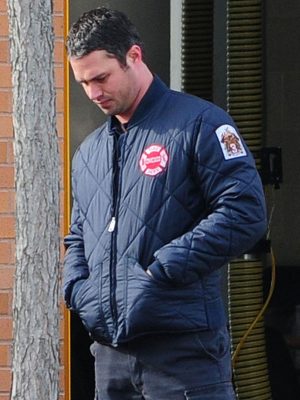 TV Series Chicago Fire Taylor Kinney Blue Quilted Jacket